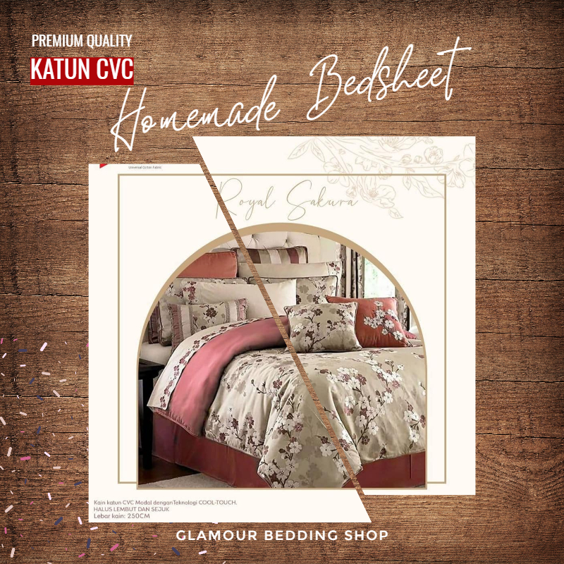 Sprei KING 200x180 Kain Katun CVC Katun Lokal Homemade Sprei Motif By STAR Deluxe
