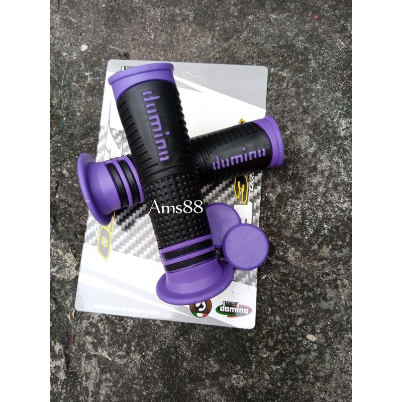 HANDGRIP HANDFAT GRIP DOMINO WARNA UNGU BLACK SARUNG GAS MOTOR BISA SEMUA MOTOR UNIVERSAL