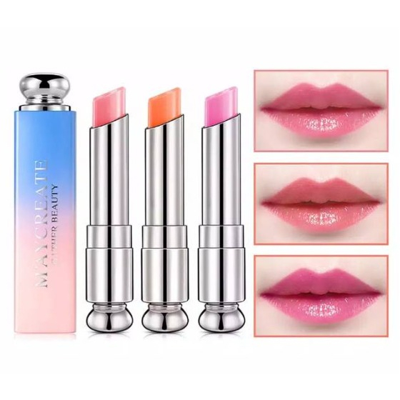 (cod) MAYCREATE LIPSTICK KOREA WATERPROOF ORIGINAL COLOR CHANGING - PINK / ORANGE / PURPLE terlaris