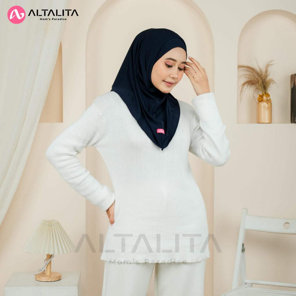 Altalita - Hijab Instan Helma Bergo Sport Lubang Telinga Masker Headset Earphone Kacamata Bahan Jersey Premium Cocok untuk Olahraga Volly Futsal Senam dan Sehari-hari