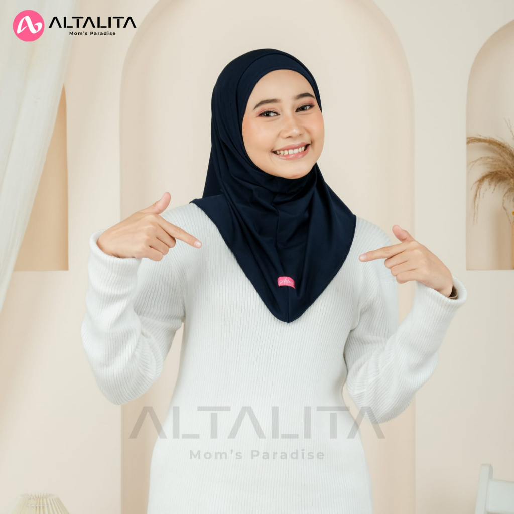 Altalita - Hijab Instan Helma Bergo Sport Lubang Telinga Masker Headset Earphone Kacamata Bahan Jersey Premium Cocok untuk Olahraga Volly Futsal Senam dan Sehari-hari