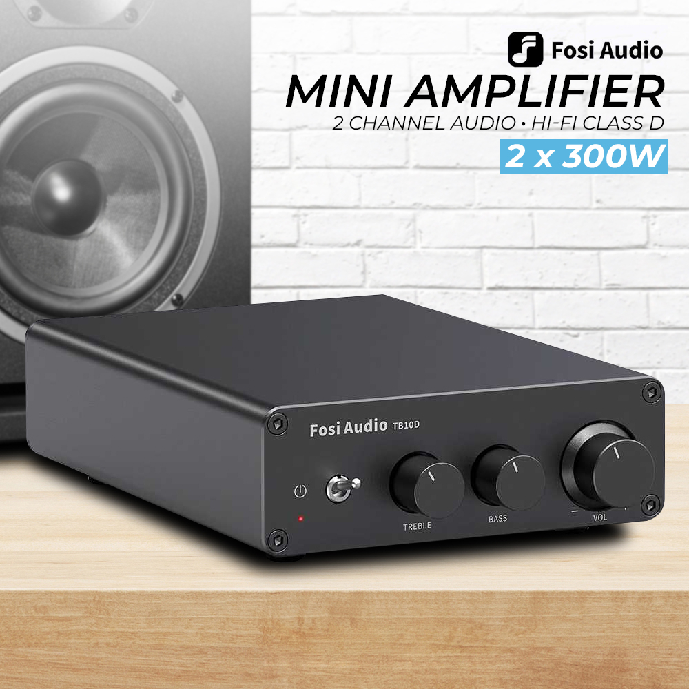 Fosi Audio Mini Amplifier 2 Channel Audio Hi-Fi Class D 2x300W - TB10D - Black