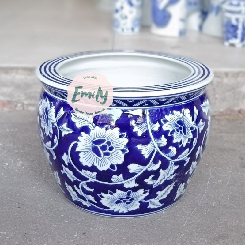 Comm Navy/Gentong Keramik Navy/Pot Tanaman