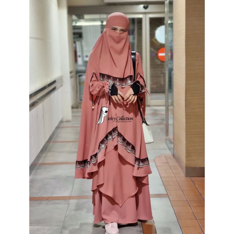 gamis look tunik set cadar by resvi collection | set haura cadar| |gamis set cadar