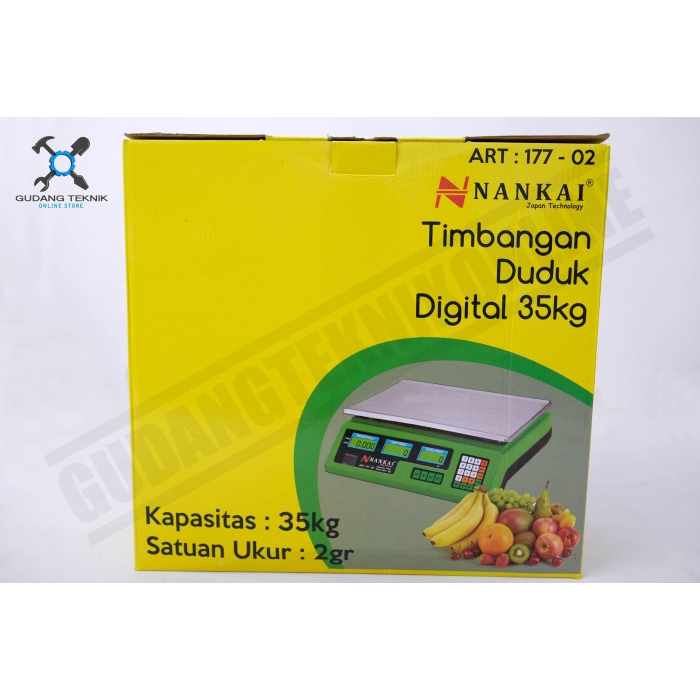 [COD] Timbangan Duduk Digital BATERAI Kapasitas 35 KG NANKAI / Digital Scales Double Display Timbangan DIGITAL Duduk Stainless 35Kg NANKAI