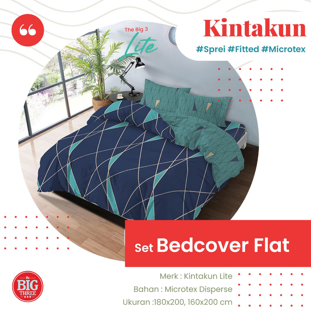 Kintakun Lite Bedcover + Sprei 180x200 / 160x200 motif Aydan Ami Carmen Citrus Kejora Keisya Laila Nazra Olin Paragon Rosabella Vista  -  King Queen 180 160 BC Flat Set Fitted TBT