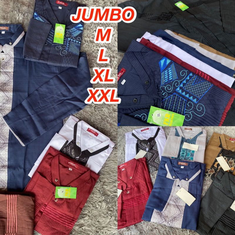 BAJU KOKO PRIA MODEL KELIR LENGAN PANJANG JUMBO XXL XL L M Bahan Katun Nyaman