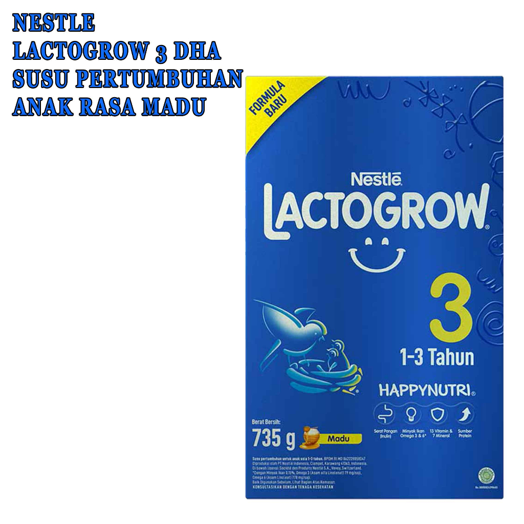 Susu Pertumbuhan Anak* Nestle Lactogrow 3 DHA* Susu Rasa Madu* 735gr