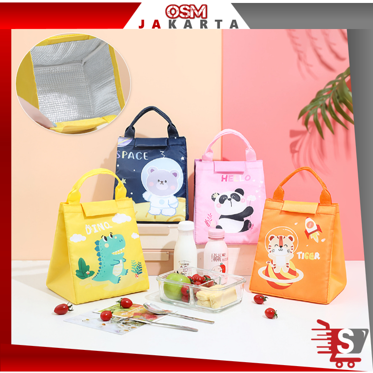 OSM JKT T5746 Tas Bekal Karakter / Lunch Cooler Bag Makanan Aluminium Kotak Makan / Tas Kotak Bekal