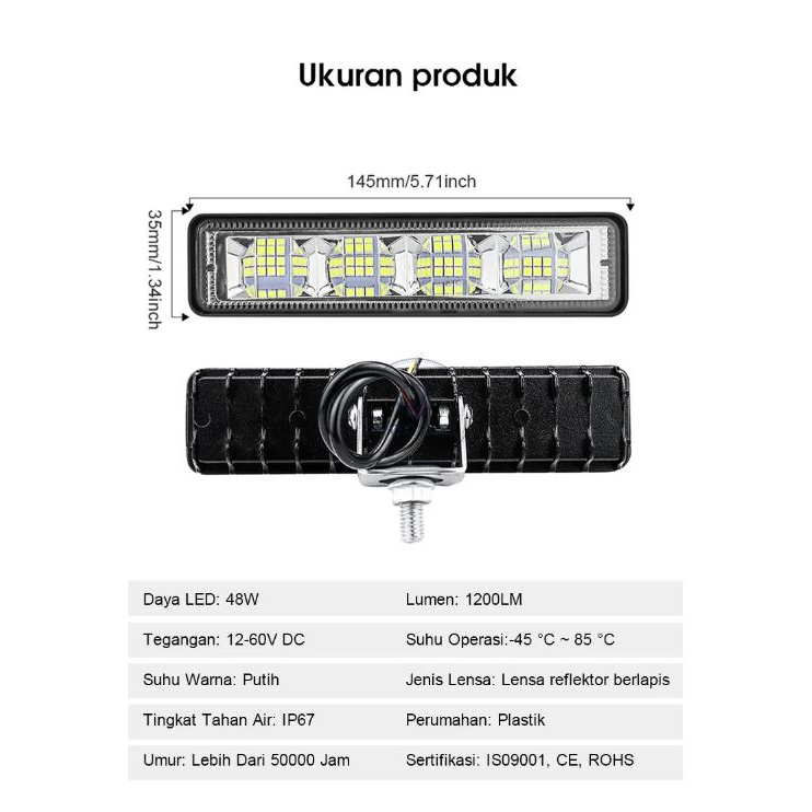 LED Lampu Sorot Sepeda Motor Mobil Berkendara Luar Ruangan Waterproof