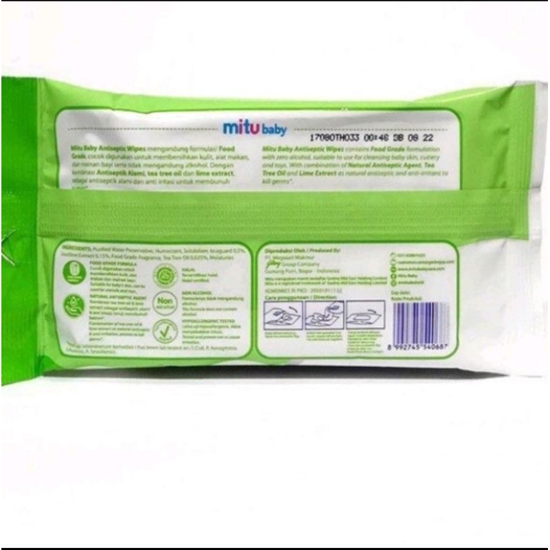 Mitu Baby Wipes Antiseptic isi 10 Sheets - Mitu Baby Tisu Basah Antiseptik isi 20