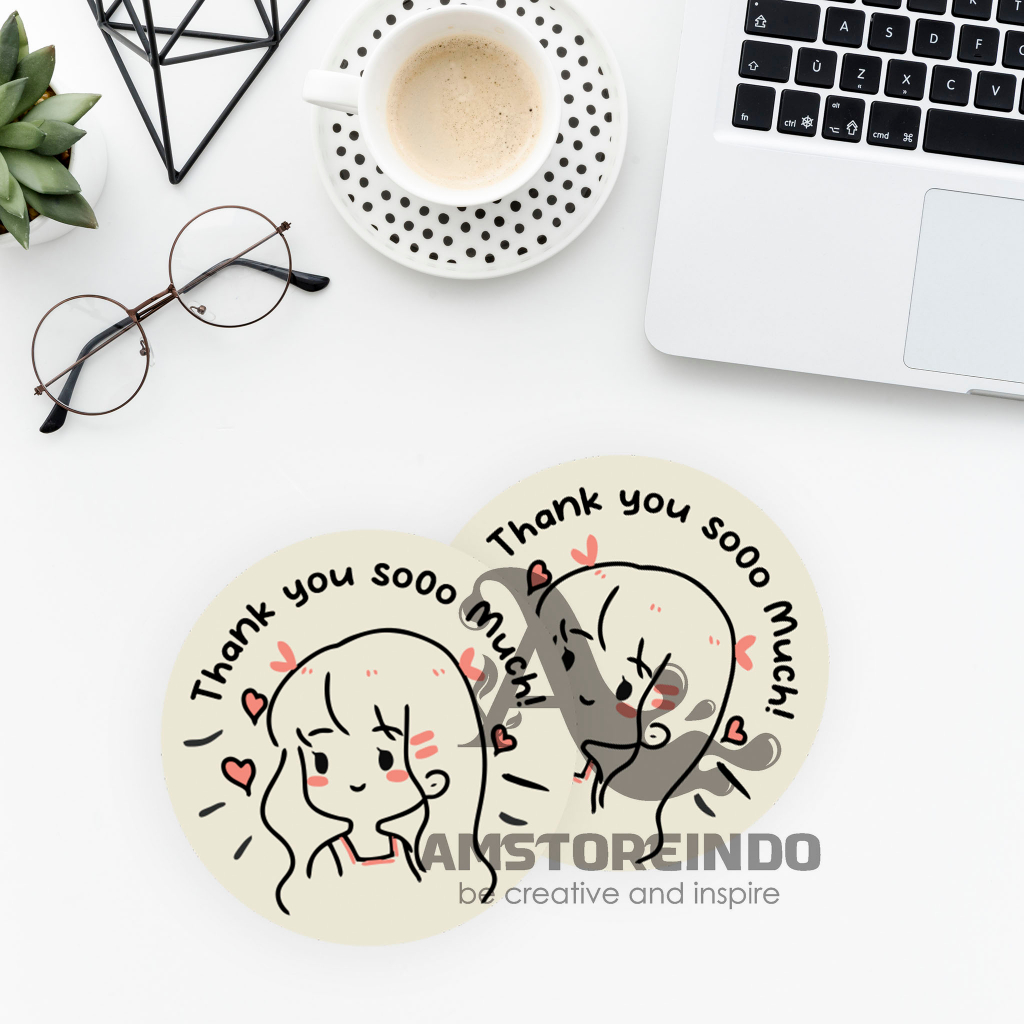 

100 Pcs Thank You Sticker Cute Girl TY050