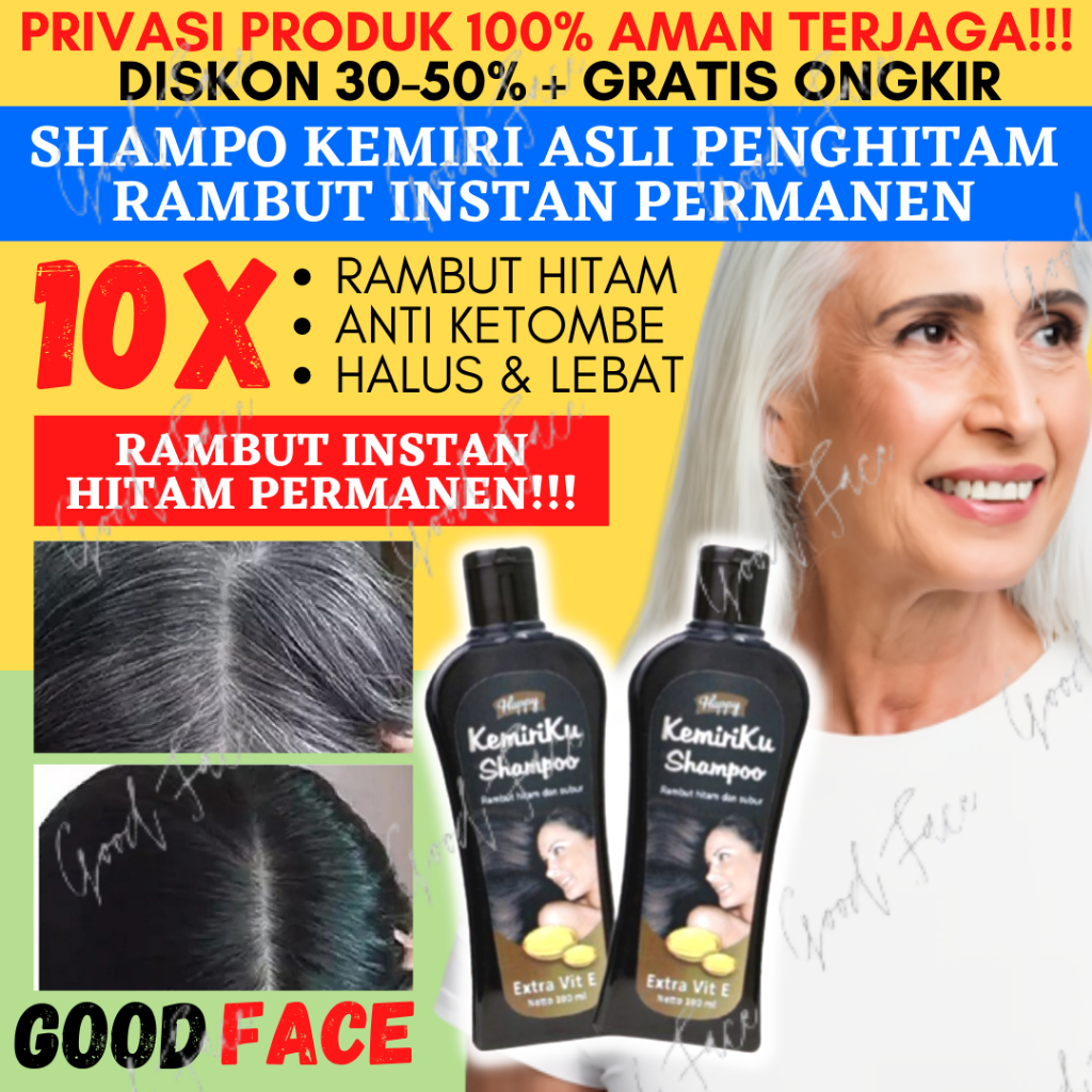 SHAMPO ANTI KETOMBE DAN RONTOK HAPPY SHAMPOO KEMIRIKU 100ML PERAWATAN RAMBUT PENGHILANG KETOMBE