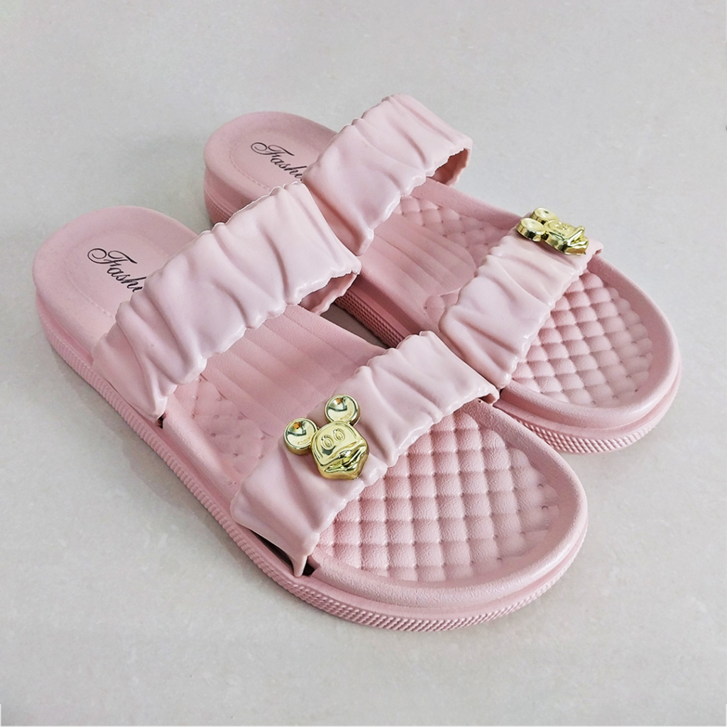 Sandal Slop Jelly Karet Wanita Slip On Motif Fashion Korea Style PVC Empuk Rumahan Kekinian Cewek Azgalery SPT-49