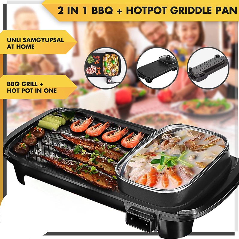 MILIKI SEGERA panggangan jepang 2 in 1 elektrik 2in1 Pemanggang Listrik GRILL PAN BBQ Multifungsi cocok buat lebaran