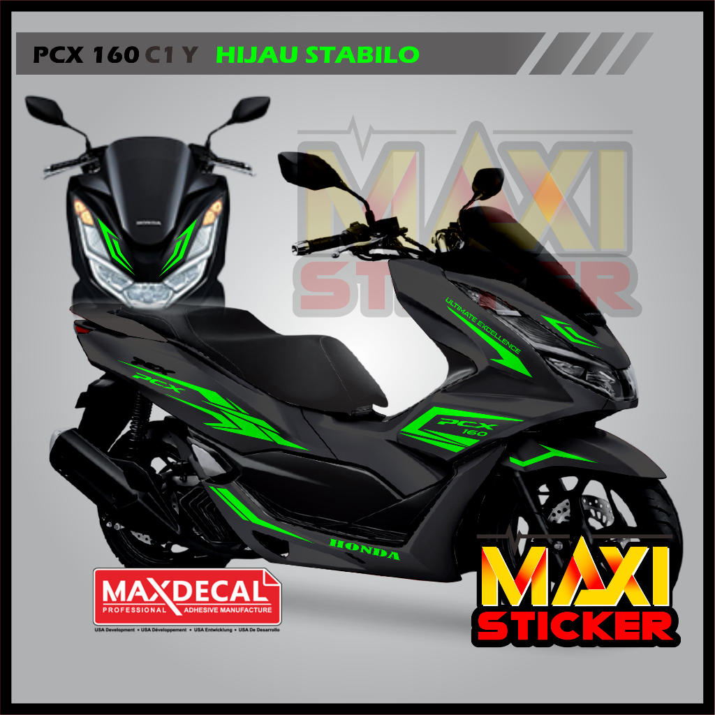 Sticker PCX 160 Kuning Hijau Stabilo Cutting Stiker New Pcx  C1