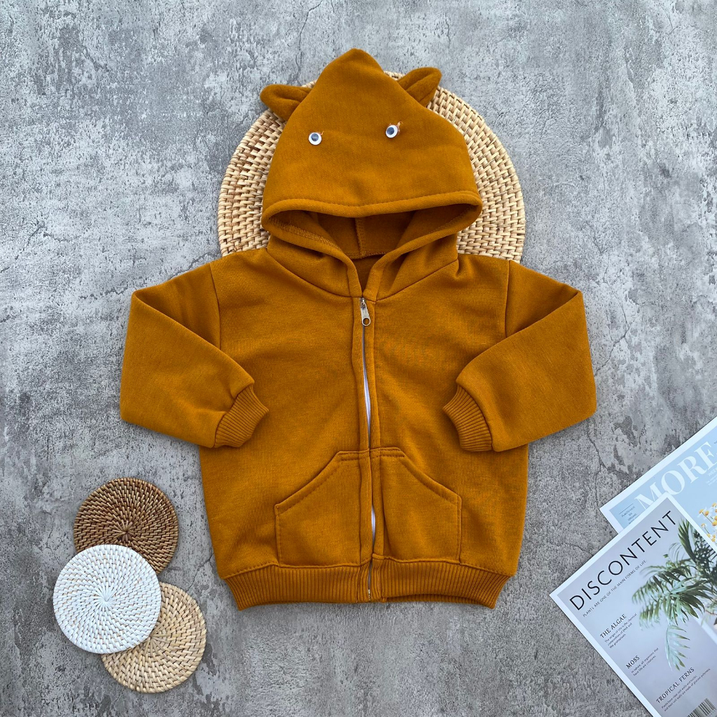 Jaket Bayi Polos Kupluk Karakter Hoodie Usia 3-15 Bulan Almeera Baby and Kids