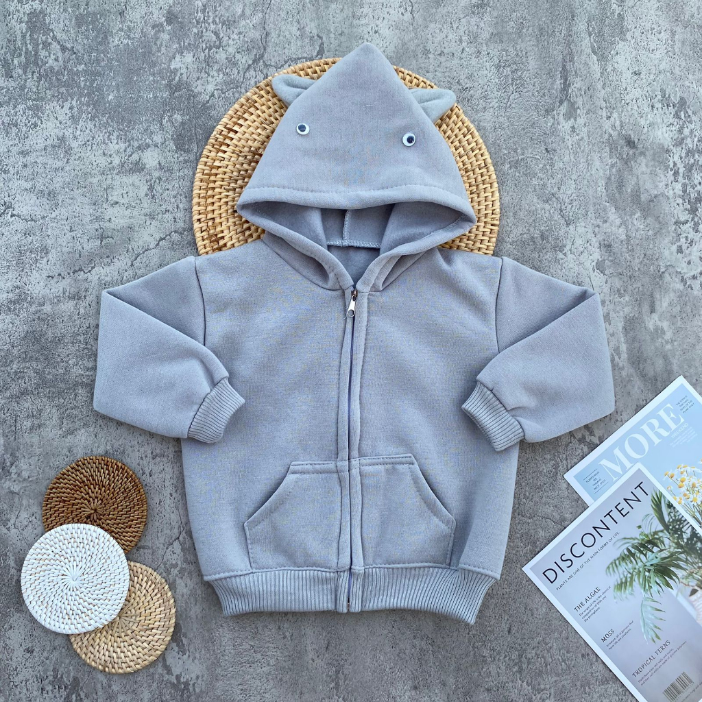 Jaket Bayi Polos Kupluk Karakter Hoodie Usia 3-15 Bulan Anababy