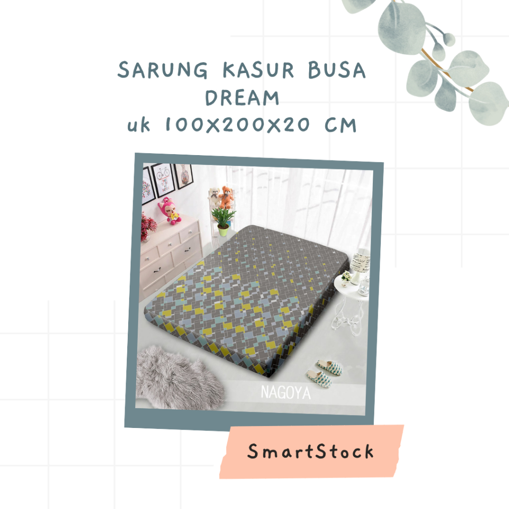 SS Sarung Kasur Busa 100 DREAM 100x200x20 Resleting MONALISA Retlesting Tinggi 20 cm Motif