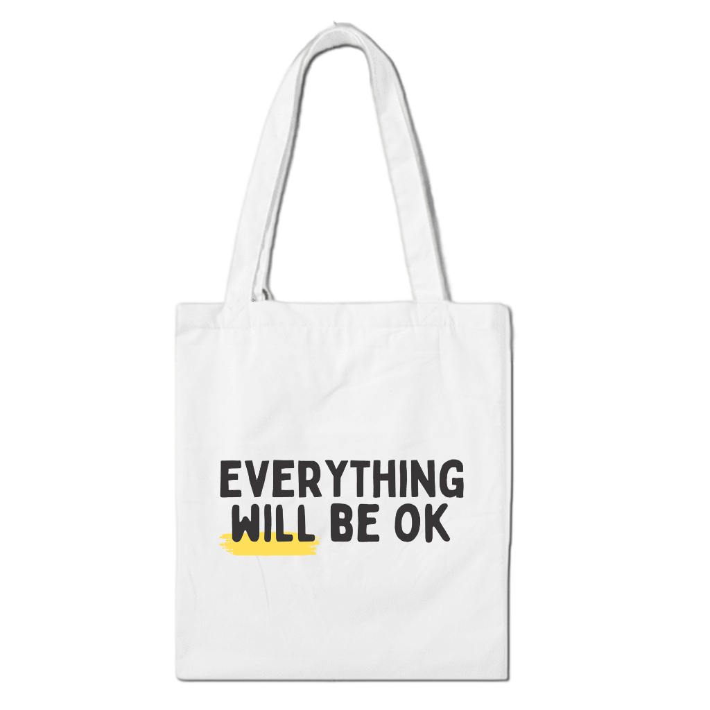 Totebag Resleting Everything Will Be OK Bahan Drill Tebal Halus Estetik