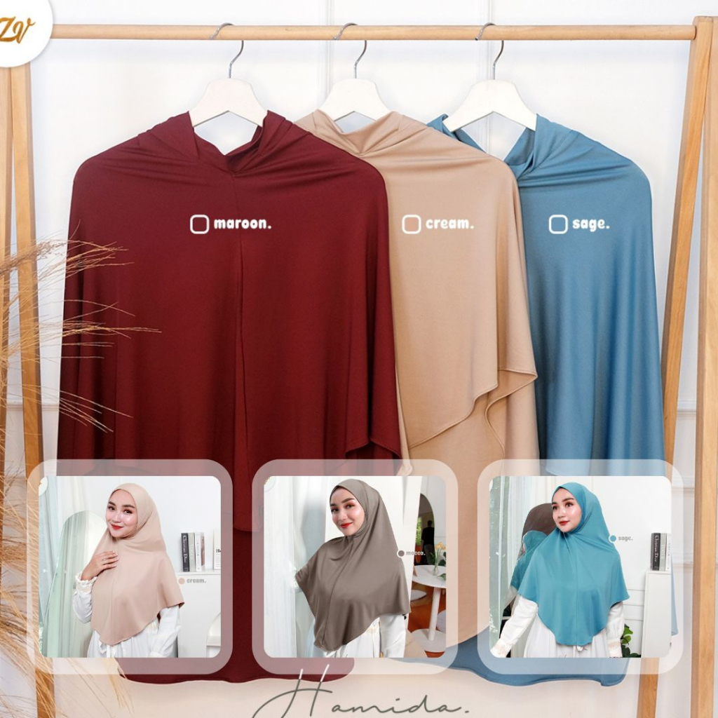 Hamida Khimar Dagu By Zaneva Hijab l Bergo Malaysia l Bergo Jersey Premium l Hijab Malaysia l Hijab Dagu l Bergo Instan Dagu l BELI 5 GRATIS 1