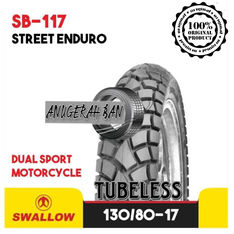Ban Luar 130 80 x 17 SB117 Street Enduro Swallow Tubless  - 130 80 ring 17 SB 117 TL - Swalow