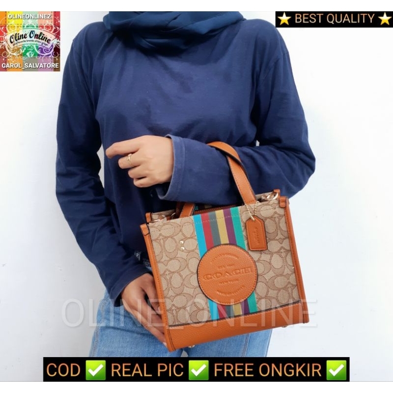 tas dempsey square bag CO*** rainbow brown pink peach purple white women shoulder dan tas jinjing coch canvas cirebon ready stock indrmayu kuningan majalengka losari instan