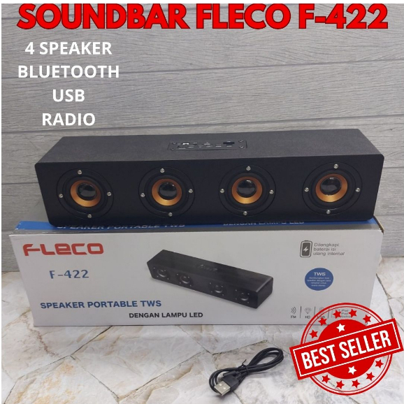 Speaker Bluetooth Portable Fleco F-422 MP3/Radio/Usb Soundbar