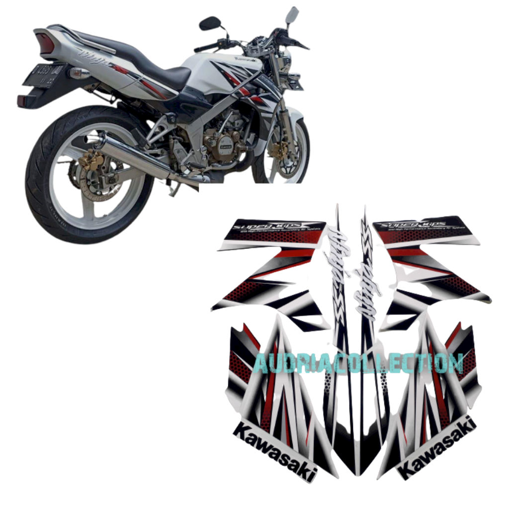 Stiker Striping Lis Motor Kawasaki Ninja SS 2014 Putih