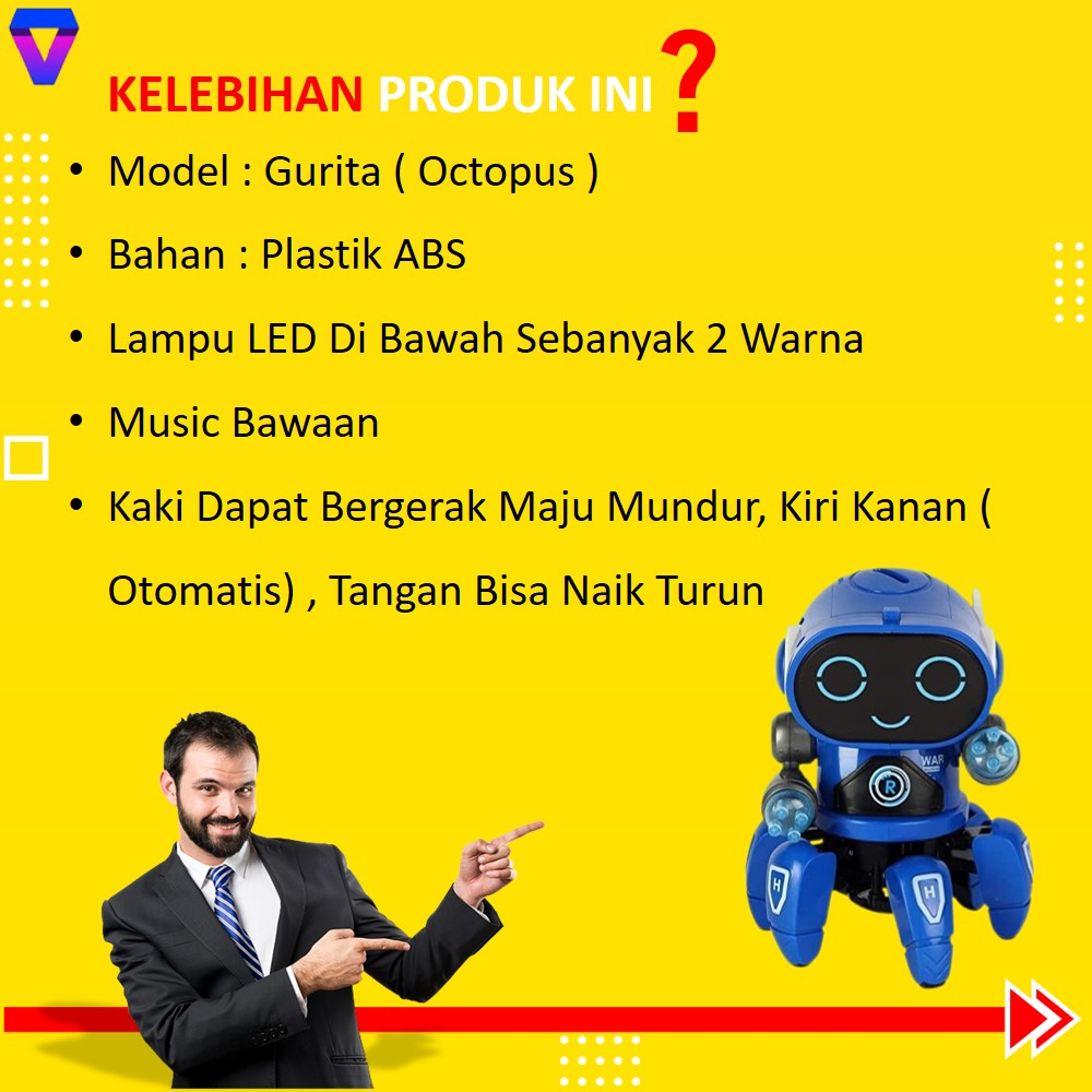 MAINAN ANAK LAKI-LAKI ROBOT 2-7 TAHUN BISA JOGET BERGERAK BUNYI MAINAN EDUKASI ANAK PEREMPUAN MURAH VIRAL BOT PIONNER OCTOPUS DANCING WITH MUSIC JS186