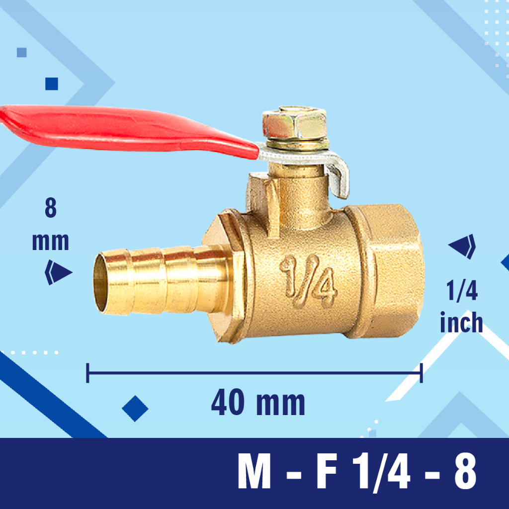 STOP KRAN BALL VALVE MALE TO FEMALE 1/4&quot; 1/2&quot; 3/8&quot; 1/8&quot; M-F (KODE)