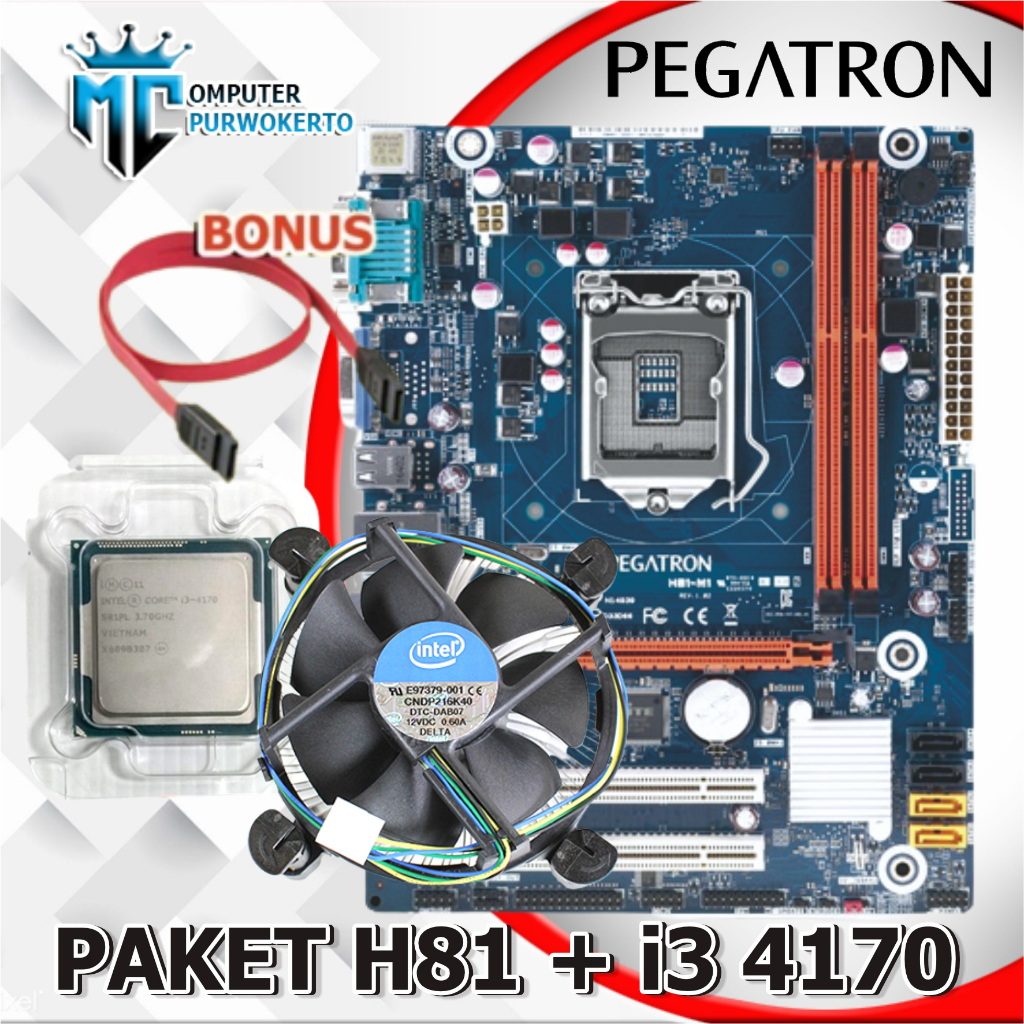 Motherboard Intel Lga 1150 H81 Pegatron Dan Processor I3 4160 Bonus Fan