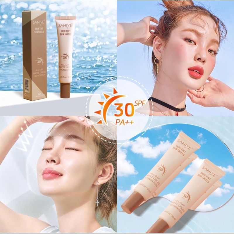 SANIYE R6005 BPOM Matte Foundation Cream Alas Bedak Tahan Lama Original SPF30 Sunscreen