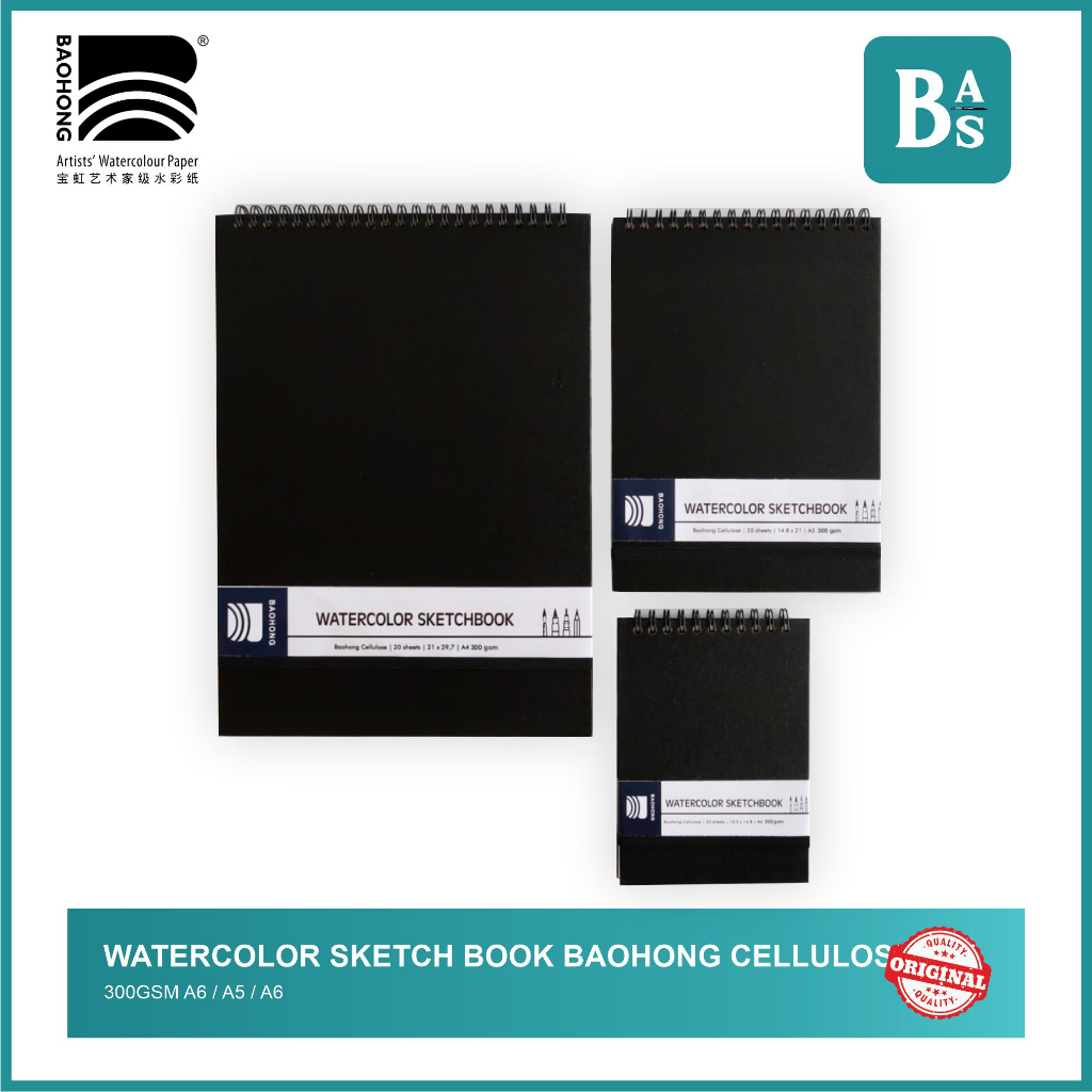 

Baohong - Watercolor Sketchbook - Cellulose 300gsm A4/A5/A6 - Kertas Cat Air - Bali Artemedia