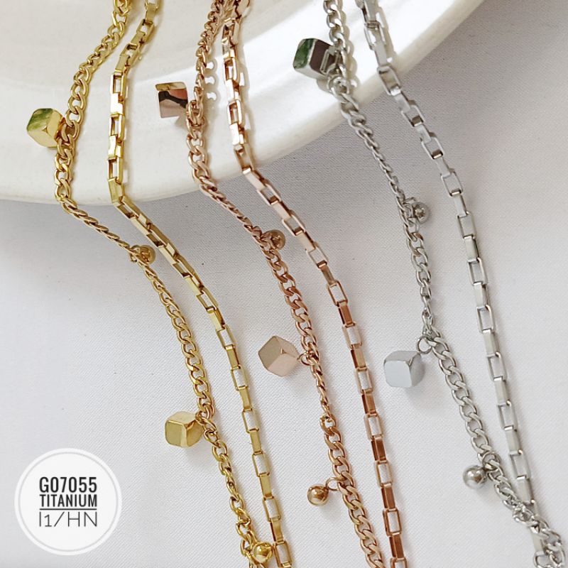 Gelang Titanium double layer jurai kotak G07055