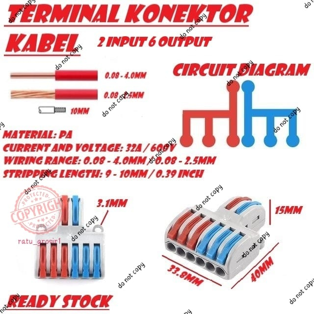 Terminal Konektor Kabel Cabang Input 2 Kabel Output 4 / Output 6