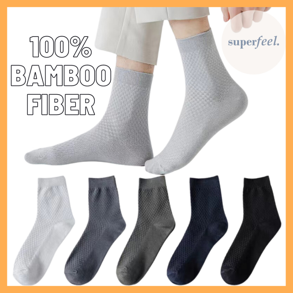 SFL BAMBOO FIBER SOCKS KAOS KAKI ARANG SERAT BAMBU 100% ORIGINAL BETIS TINGGI MEDIUM DIATAS MATA KAK