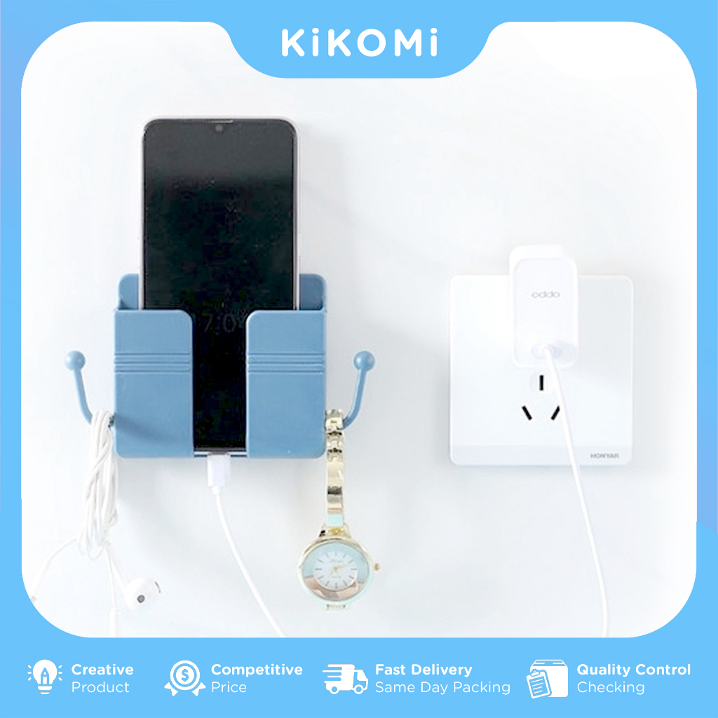 Holder Charger HP Remote TV AC Tempel Dinding Dengan Pengait KK