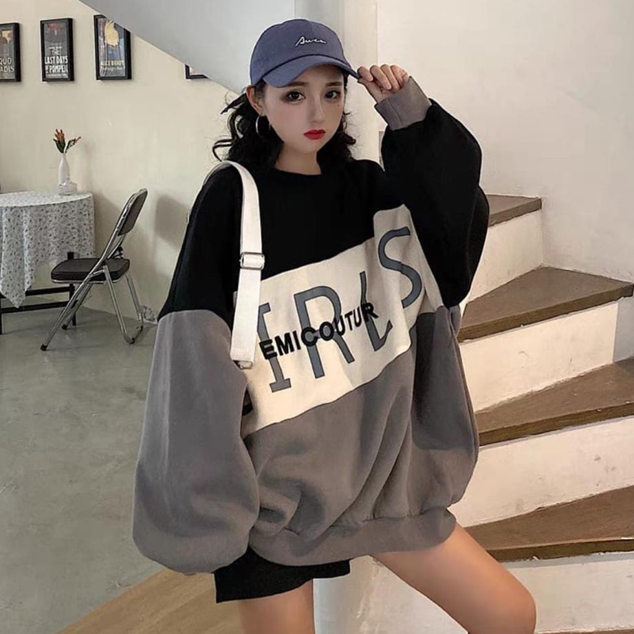 CREWNECK SWEATER WANITA - GIRL COMBIE SWEATER OVERSIZE WANITA SWEATSHIRT