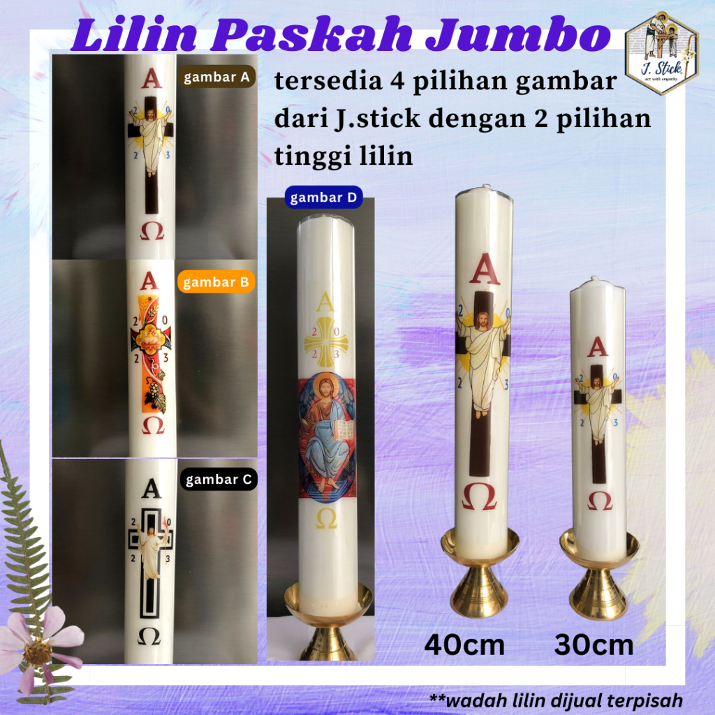 LILIN PASKAH, JUMBO tinggi 30 dan 40 cm  diameter 6 cm