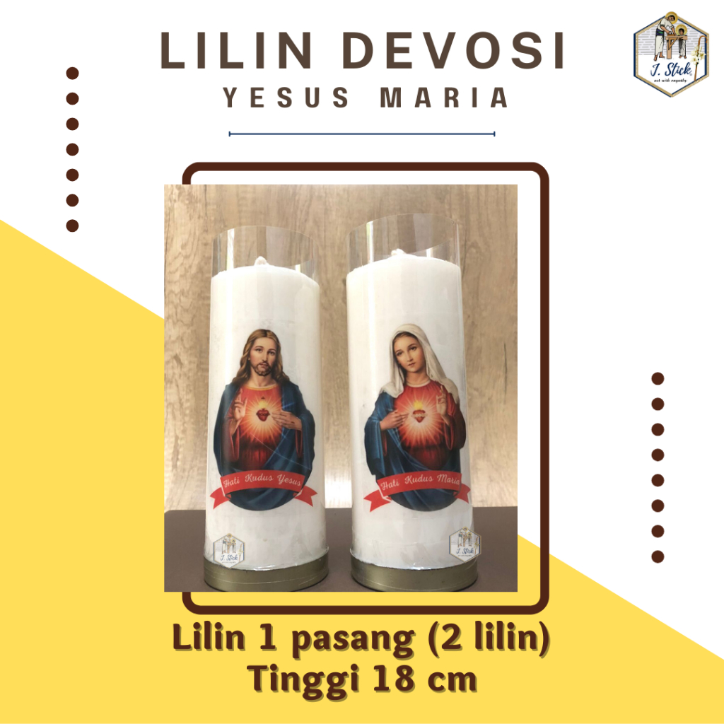 LILIN DOA, Hati Kudus YESUS &amp; MARIA, Sepasang (2buah), 18cm