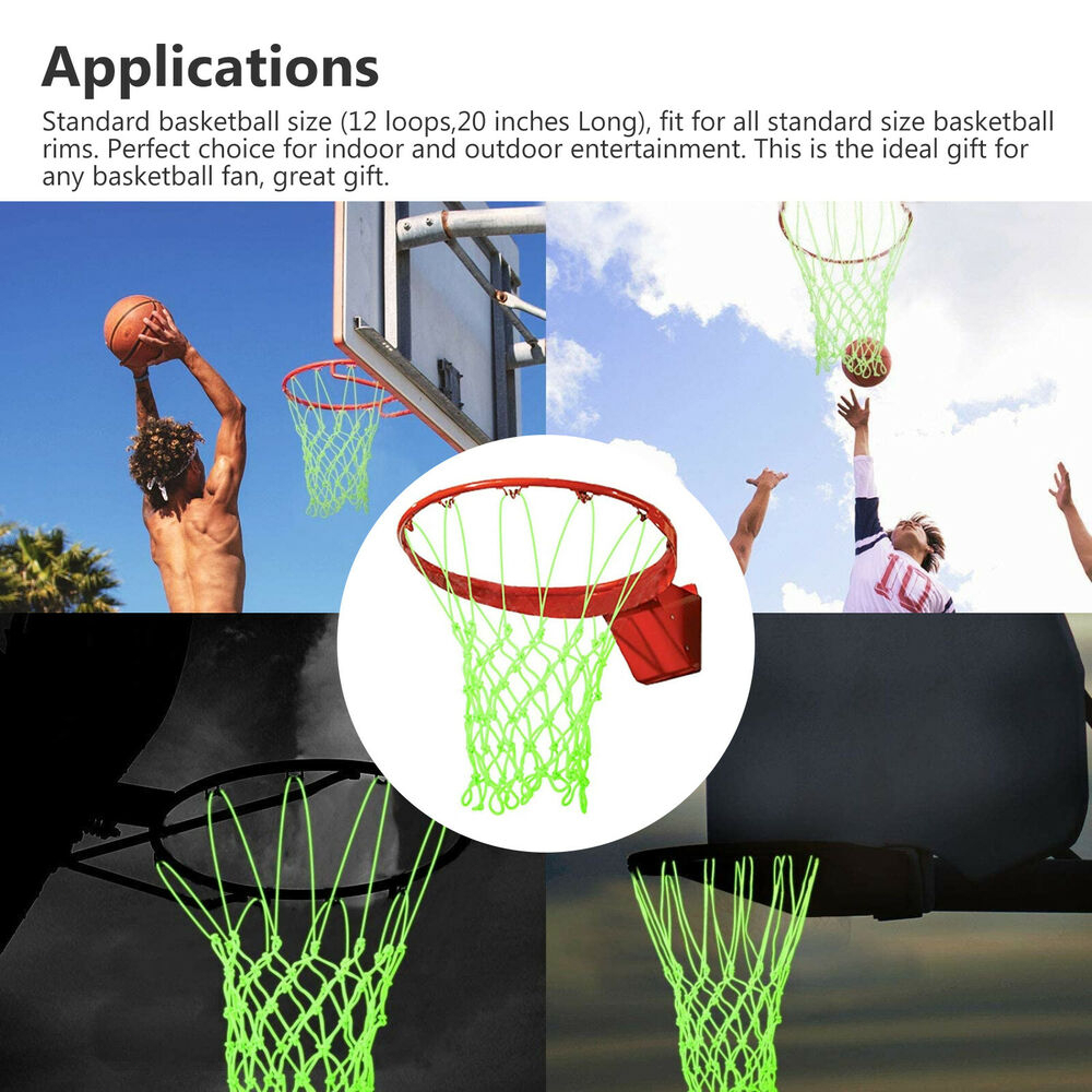 1pc Jaring Ring Basket Glow In The Dark Luminous Basketball Net Nylon Untuk Outdoor