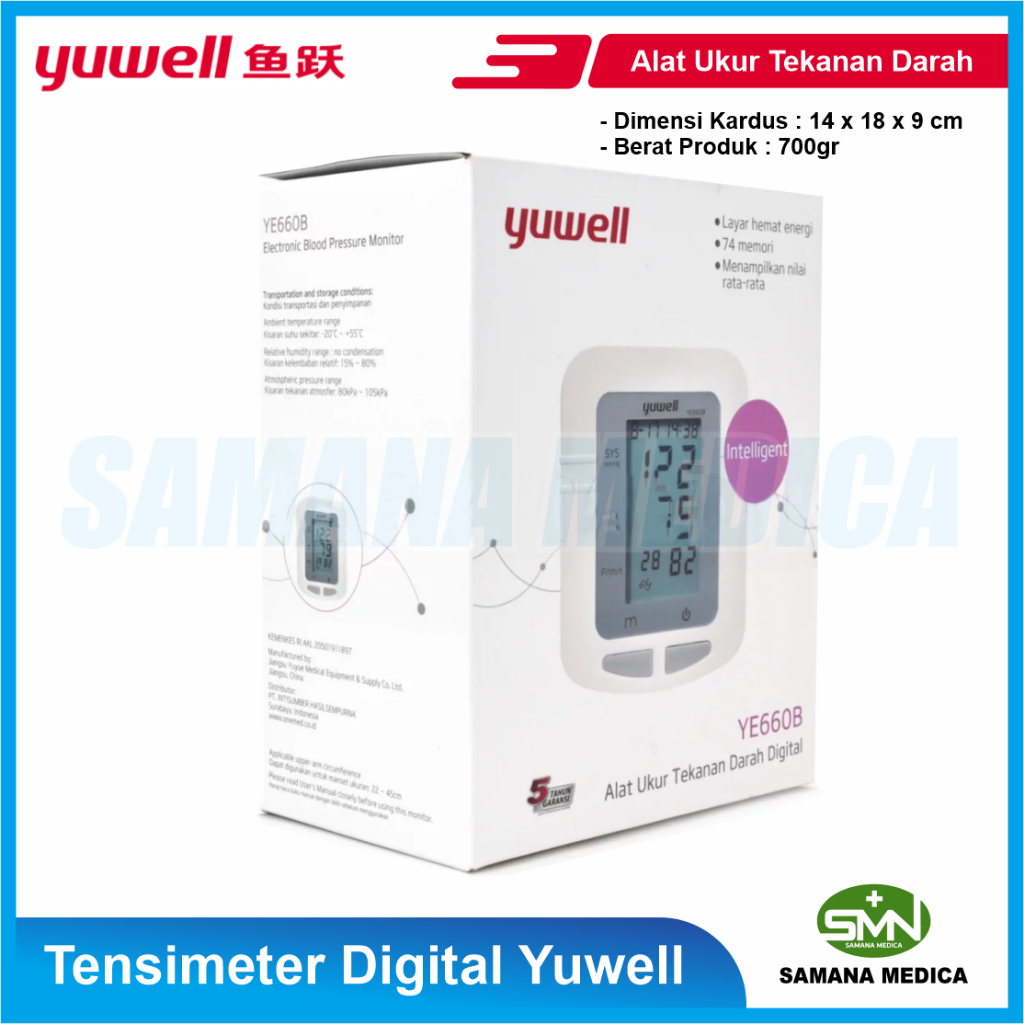 Tensimeter Digital Yuwell YE660B Alat Ukur Tekanan Darah dan Detak Jantung Yuwell