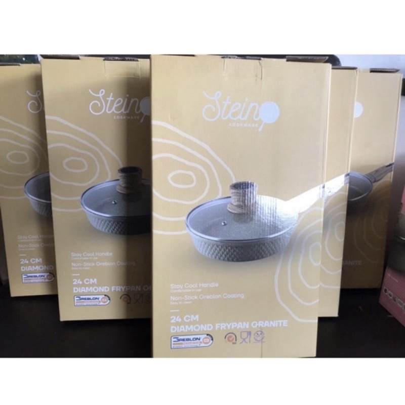 STEINCOOKWARE DIAMOND SET SERRIES GRANITE PAN CASSEROLE + FRYPAN + LID  [[FREE PRODUC STEIN]]