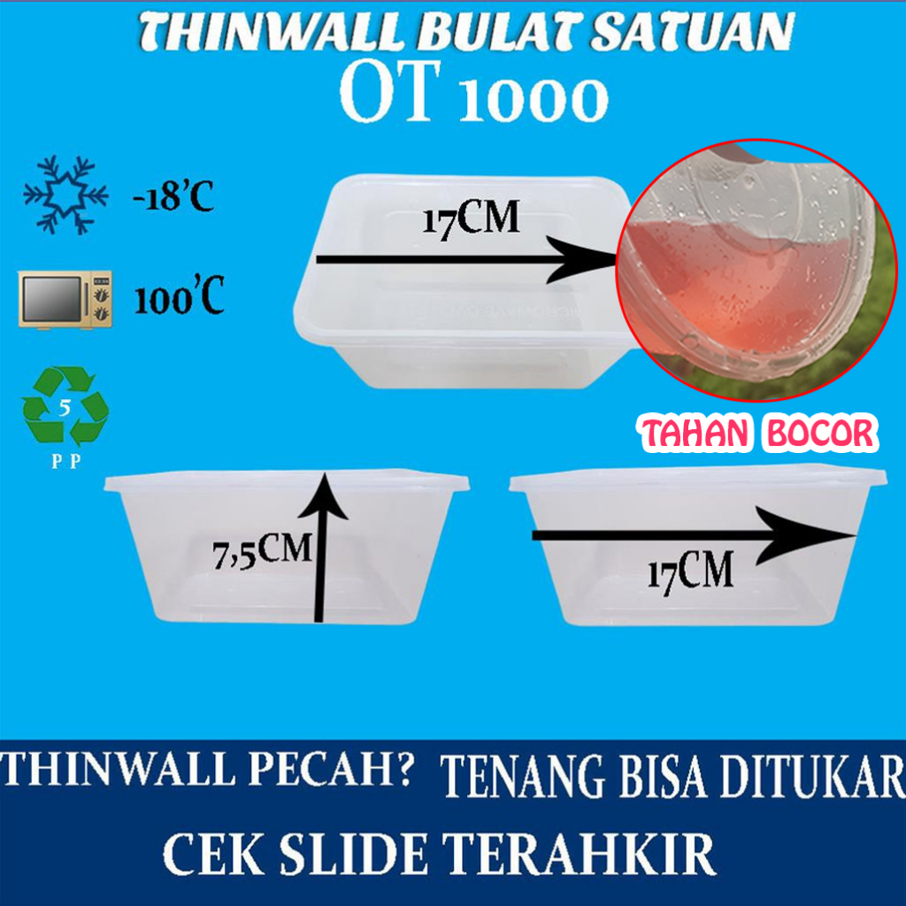 Thinwall Satuan/ Thinwall Persegi 1000ML Otipack Thinwal OTS.1000