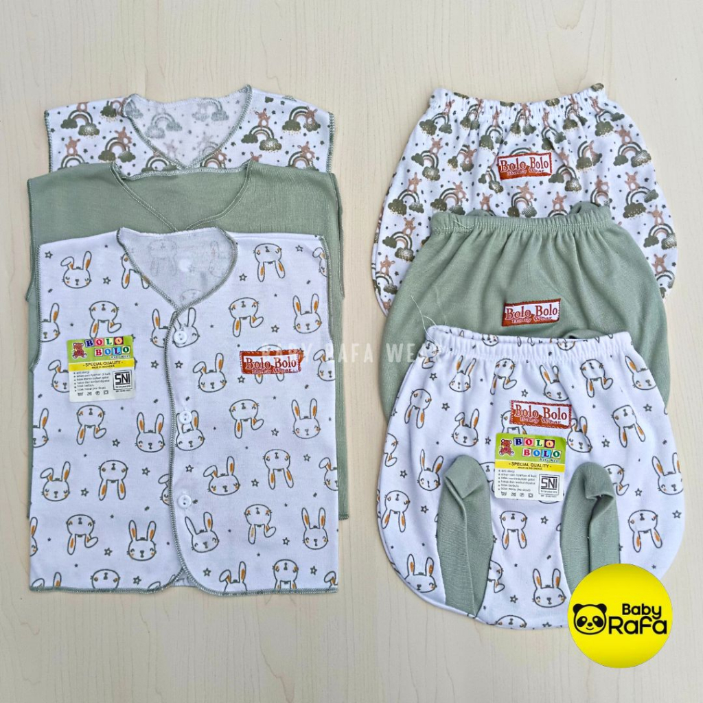 Serian Hijau - 18 PCS Paket Lahiran Setelan Baju Bayi Celana Bayi Baru Lahir Gift Set Baby merk SNI Bolo - Bolo SERIAN HIJAU