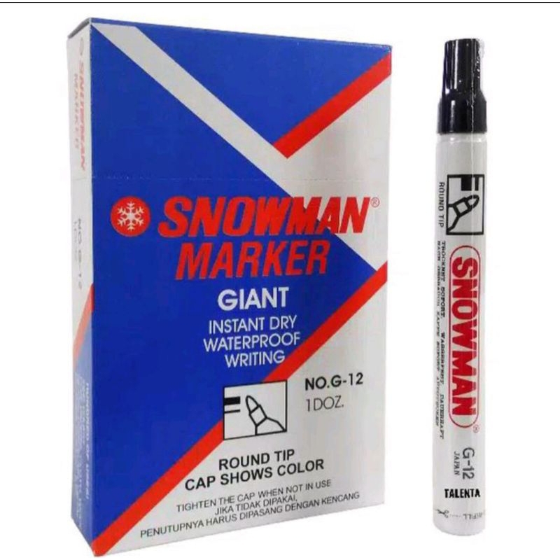 

Spidol permanent snowman hitam isi 12pcs
