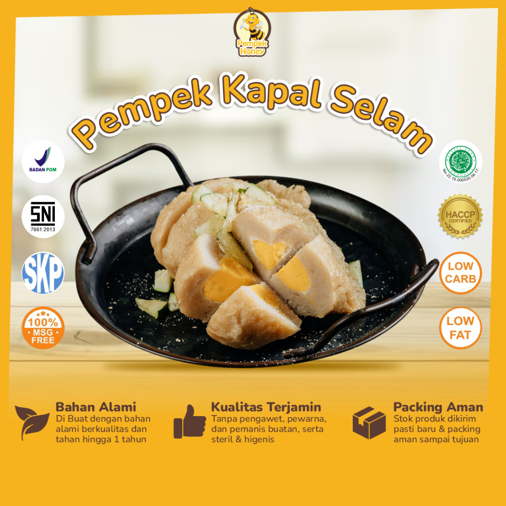 PEMPEK HONEY Empek Empek Kapal Selam Besar 100% Asli Palembang Frozen Food Ikan Tenggiri Grade Super Halal MUI BPOM SNI