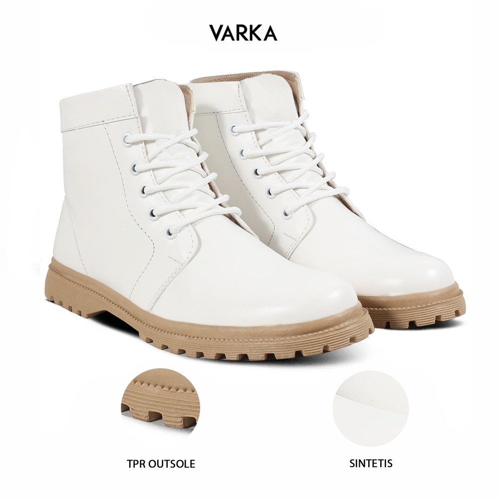 Sepatu Boots Wanita Terbaru V 5316 Brand Varka Sepatu Sneaker Kets Wanita kulit sintetis Trendi Berkualitas Warna Putih