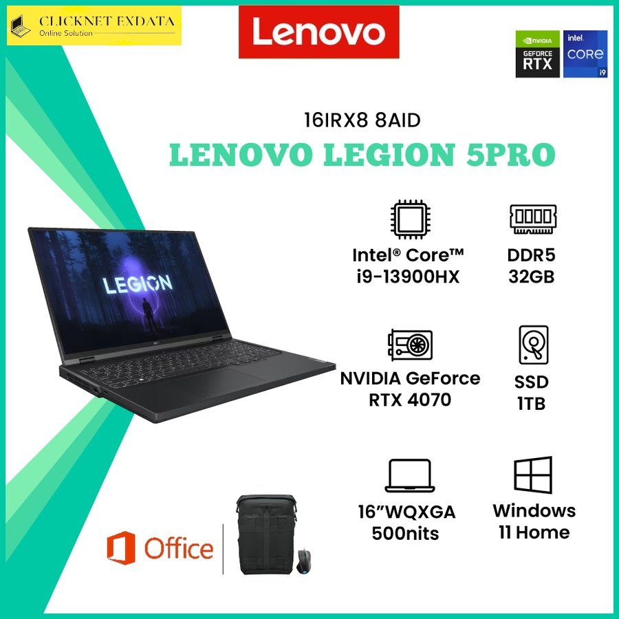 Lenovo Legion 5 Pro 16IRX8 i9-13900HX 32GB 1TB SSD RTX4070 8GB W11 OHS